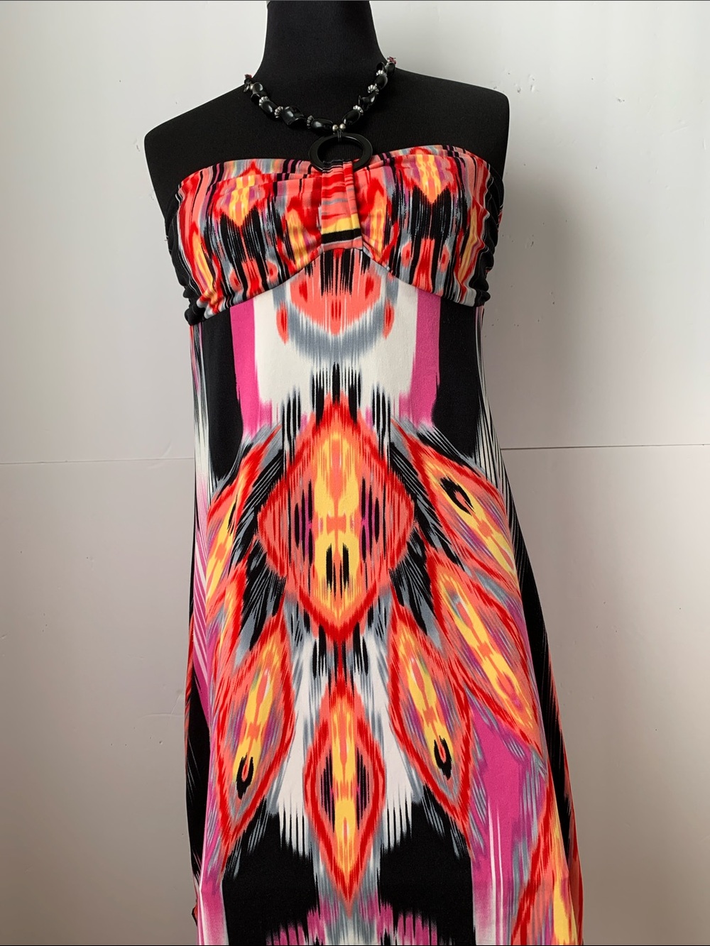 Siena Women’s Strapless Asymmetrical Hem Mini Dress in Pink and Black Size L